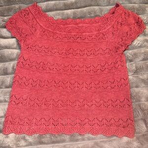 Abercrombie & Finch knit Red Salmon Sweater short sleeve Light juniors Large